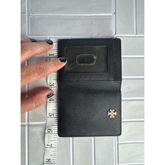 Tory Burch Black Bifold Flat Wallet with Gold Emblem 3”x4” Women’s - Picture 6 of 7